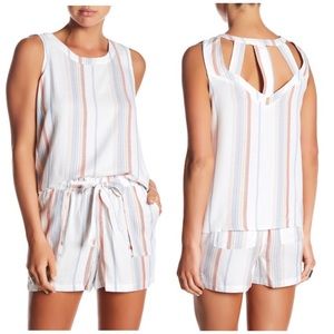 NWT olive & oak caged back stripe tank